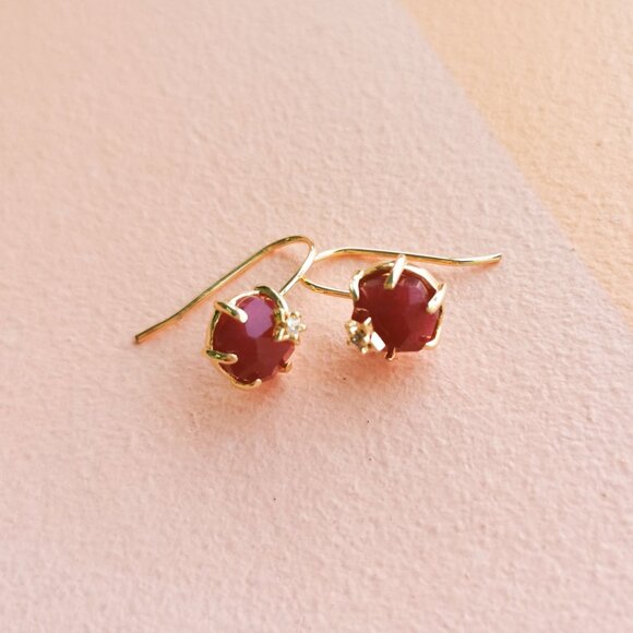 Alicia Bonnie - Gem Star Raspberry Labradorite Gold Earrings - NEW - Picture 2 of 3